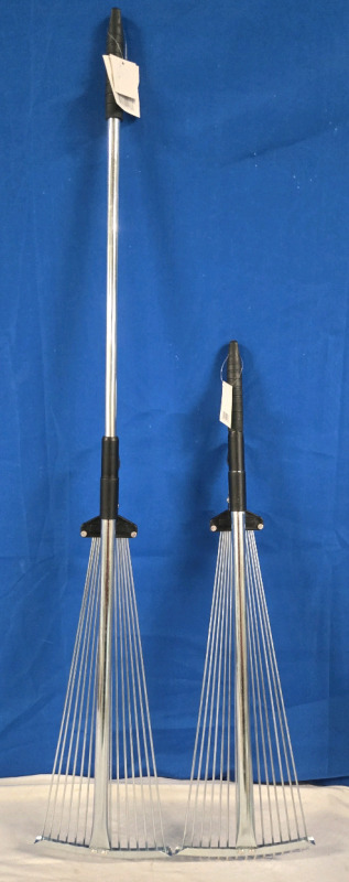 2 New | Adjustable Metal Leaf Rakes ( Measures 28" - 43" After Extension )