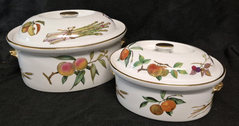 2 Royal Worcester Evesham Oval Casserole Dishes - Oven to Table Ware