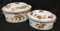 2 Royal Worcester Evesham Oval Casserole Dishes - Oven to Table Ware