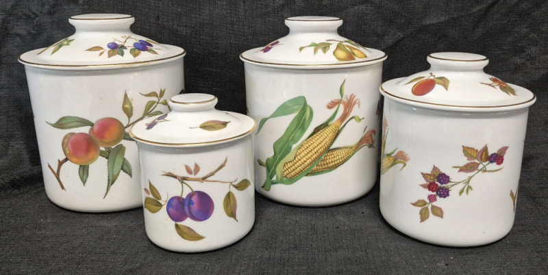 4 Royal Worcester Evesham Canisters - Oven to Table Ware