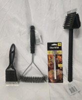 4 New | Barbecue Cleaning Tools Lot | Includes Grill Wire Brushes & Meat Thermometer
