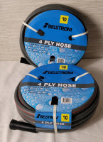 New - Two (2) Belstrom 5/8&times;50ft 4-Ply Garden Hose , Grey