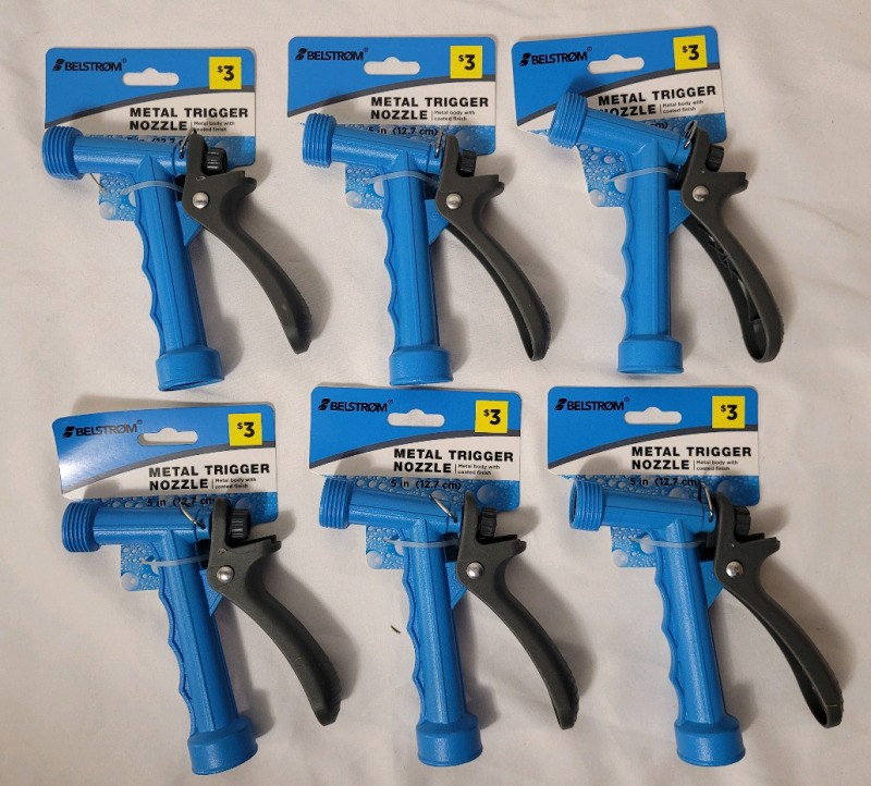 New - Six (6) Belstrom Garden Hose Metal Trigger Nozzles .