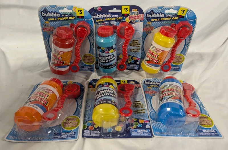6 New Bubble Solutions with Spill Proof Cap. 236ml of Solution Each.