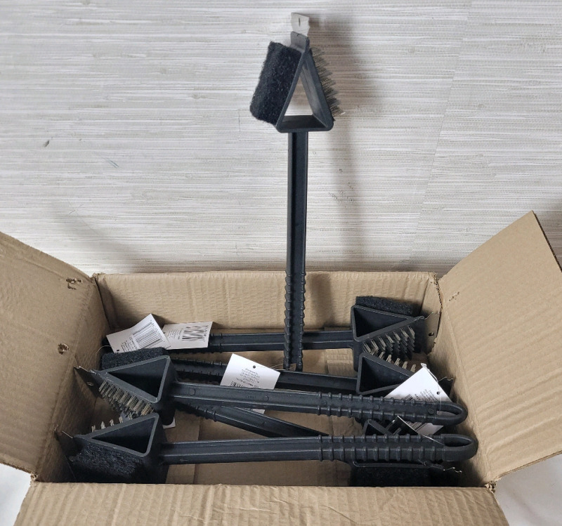 New - Six (6) Flame Glo Grilling 3-in-1 BBQ Multi-Functional Grill Brush . Measures 14.5" Long