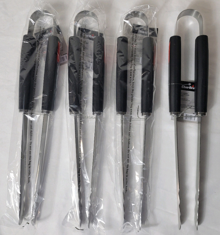 New - Four (4) Char-Broil BBQ Tongs . Measures 15 1/4" Long .
