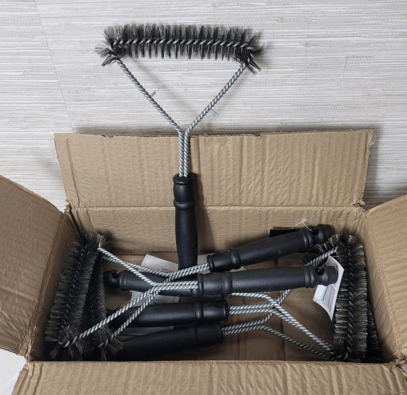 New - Six (6) Flame Glo Grilling BBQ Wire Grill Brush . Measures 6" wide & 11.5" long