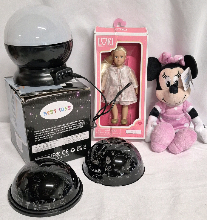 New Kid's Toy Lot - Minnie Mouse, Lori Doll and USB Night Light Dinosaurs & Vehicles