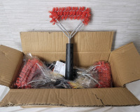 New - Six (6) Char-Broil Red Nylon Double Bristle Spiral BBQ Brush . Measures 11.5" Long