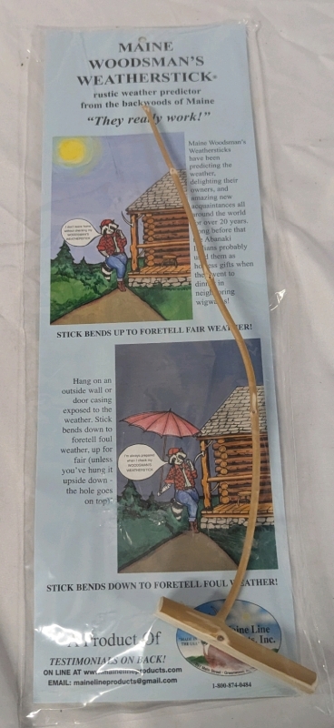 New Maine Line Maine Woodman's Weatherstick Weather Predictor.Srick is approximately 13" Long.