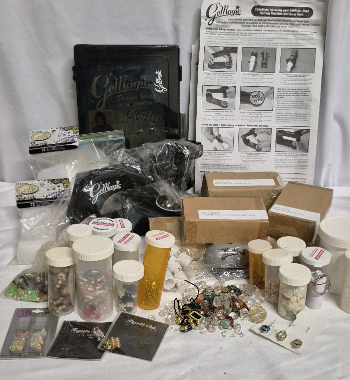 GeMagic Stud Setting Machine & Jewelry Crafting Lot - Beads, Clasps & Bags