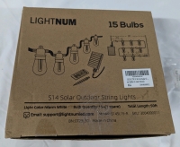 New Lightning 15 Bulb Solar Powered String Light. 50ft Total.
