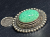 Isreal Sterling Mottled Oval Green Stone Brooch Brooch - 2