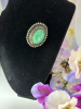 Isreal Sterling Mottled Oval Green Stone Brooch Brooch - 4