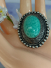 Isreal Sterling Mottled Oval Green Stone Brooch Brooch - 5