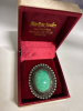 Isreal Sterling Mottled Oval Green Stone Brooch Brooch - 6