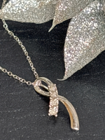 Diamond Abstract 925 Sterling Pendant & Chain Stamped