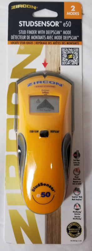 New Zircon STUDSENSOR E50 stud finder with deep scan mode.