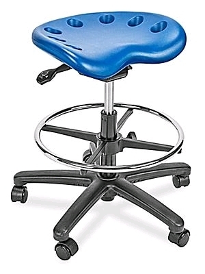 New Uline Blue Ridge Ergonomics Swivel Tractor Stool on Castors Adjustable Height and Tilt - Retails $345