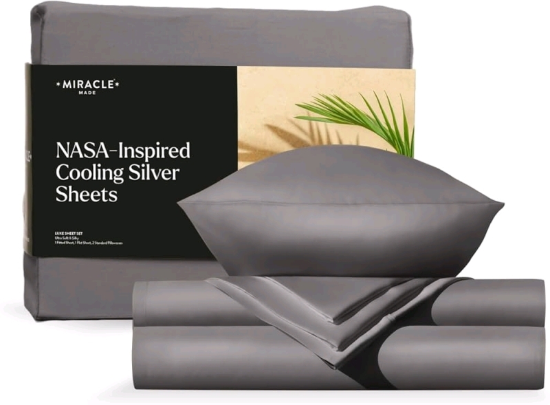 New Miracle Made® Luxe Cooling Bed Sheets –Stone, Queen – 3 Piece Silver Infused, 300-Thread-Count Sheet Set. Retails for over 80$