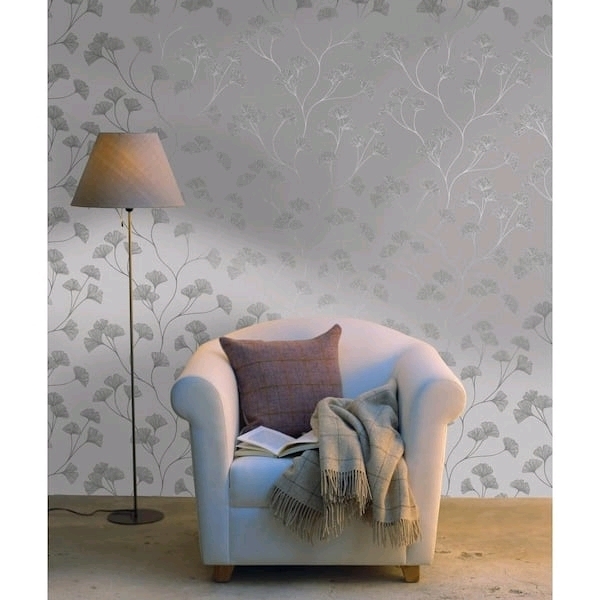 New Statement Feature Wallpapers Glistening Ginko Wallpaper. 21" by 11 Yards.