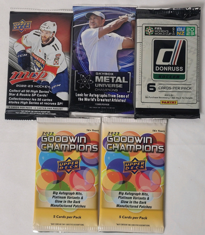 2023 Multi-Sport Trading Card Sealed Packs . Hockey , Soccer & Multi-Sport . Upper Deck & Donruss