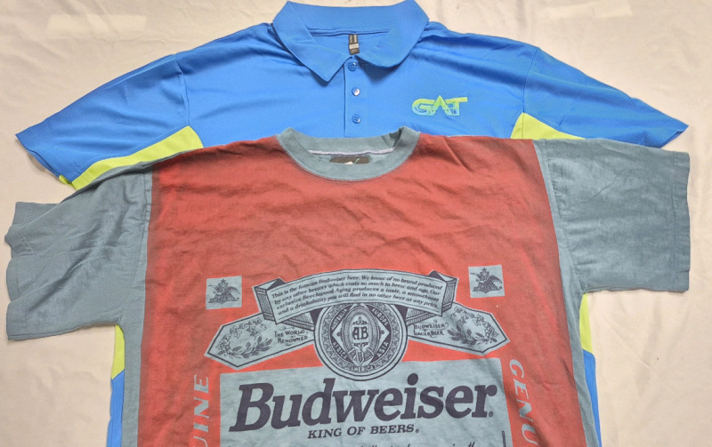 New & Not Shirts: Men's Size 2XL Collar T-Shirt GAT & Size XL Budwieser T-shirt