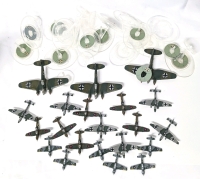 21 Miniature Handpainted Cast Metal & Plastic Wargaming WWII Aircraft Fighter Planes & Plastic Bases | Wingspans 2" - 4.5" Across