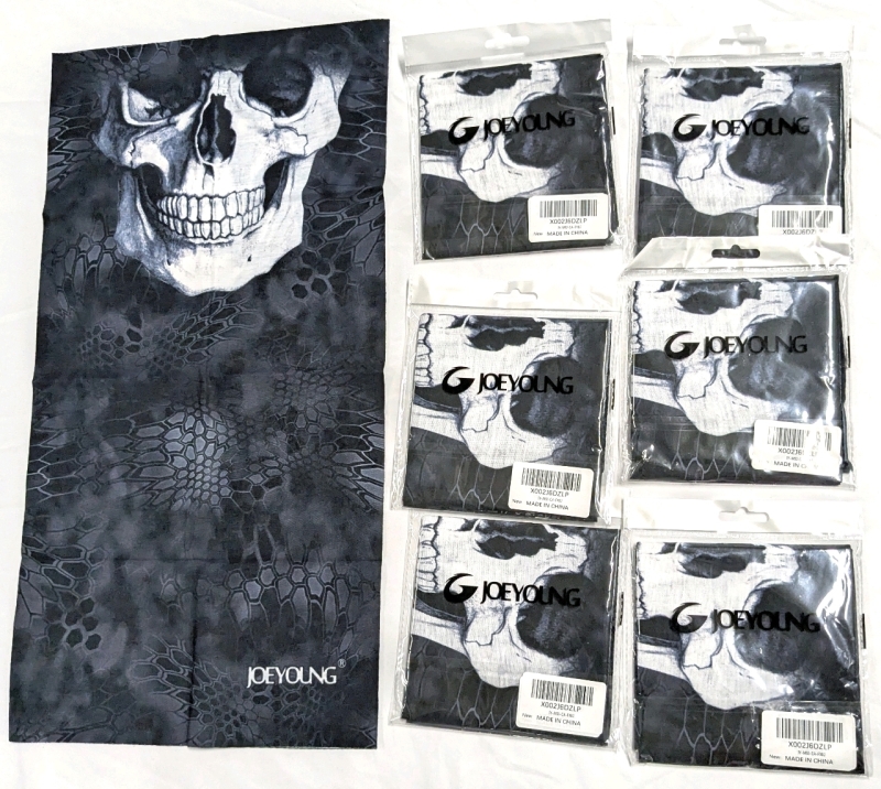 7 New JoeYoung Skull Gaiters | 9.75" x 19.25" w Stretch