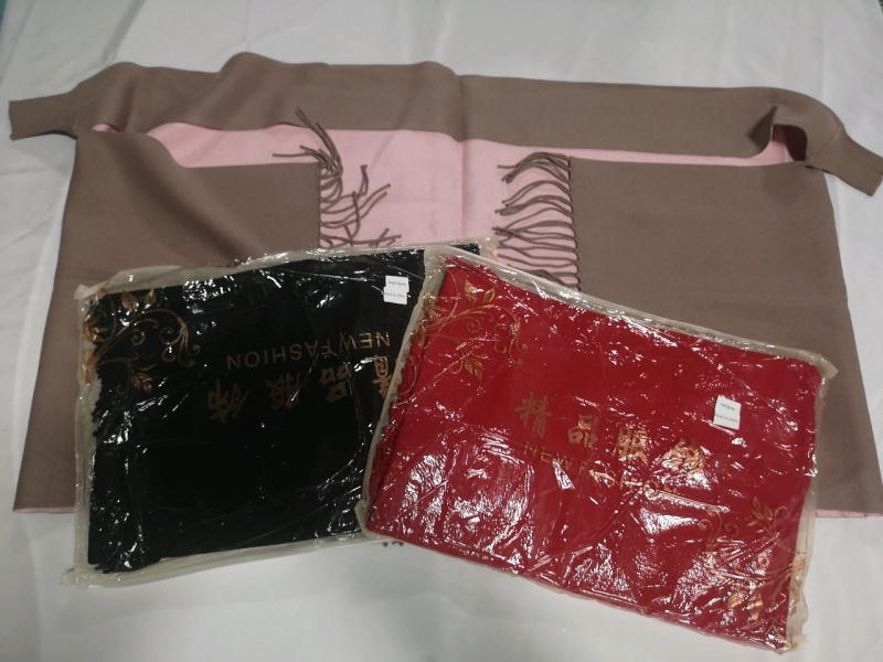 3 New Shawls - Red, Black, Khaki by New Fashion