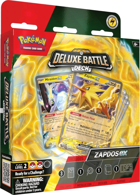 New POKEMON TCG Trading Card Game DELUXE BATTLE DECK | Includes: Zapdos EX, 3 Foil Cards, 1 Metallic Coin, 1 Deck Box, 1 Play Mat