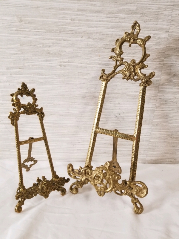 Pair of Vintage Ornate Brass Picture Easels