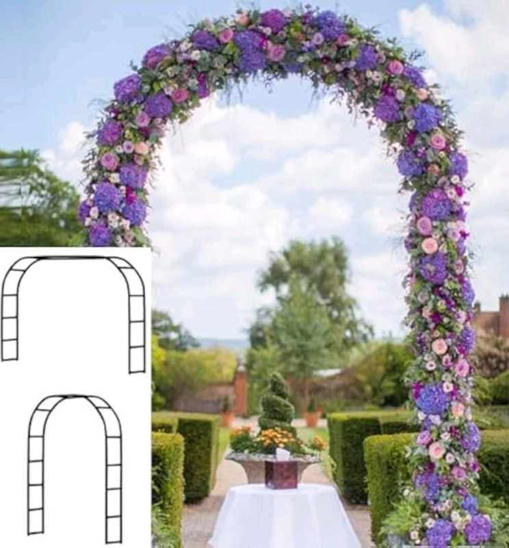 New - Adorox Metal Arch (Two Way Assemble) for Wedding Garden Bridal Party Decoration Arbor (Black) .