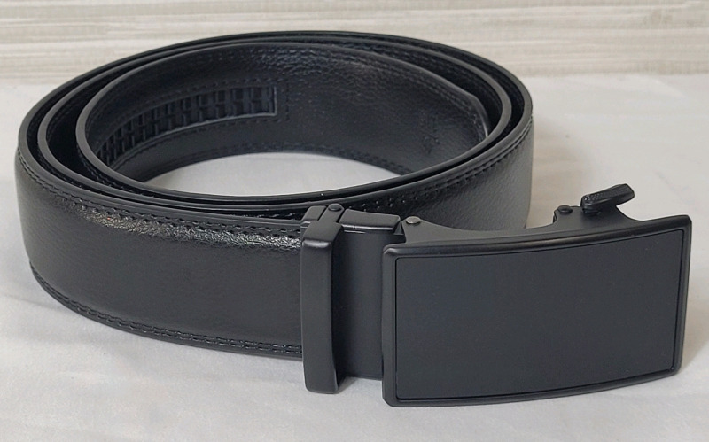 New - Whippy 46" Men's Black Leather Ratchet Dress Belt w/Automatic Buckle