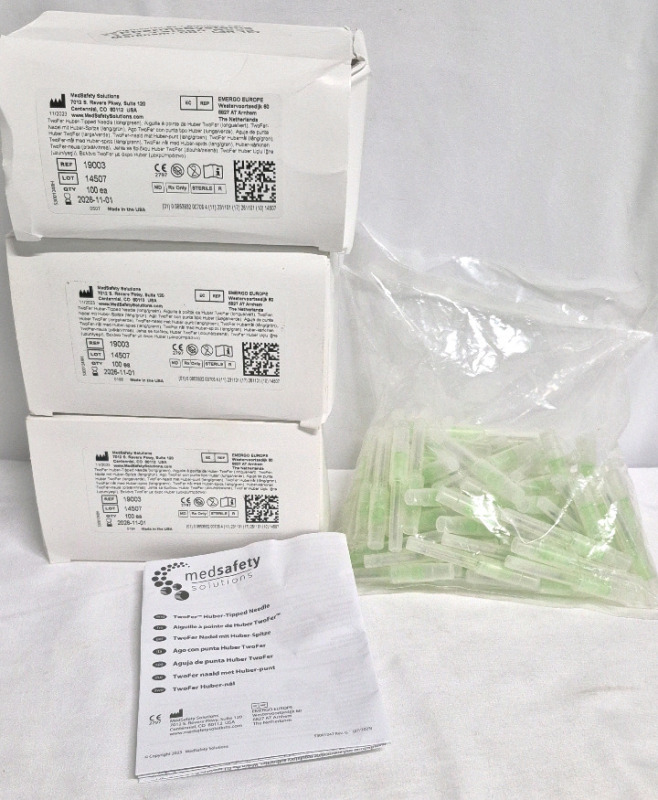 400 New Medsafety Solutions TwoFer Huber-Tipped Needles