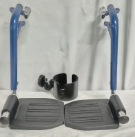 New Blue Streak Wheelchair Footrests Replacement -, Composite Footplates and Heel Loops,Universal Swing-Away Footrests & Cup Holder