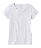 New* Size XS Reg | LL BEAN Pima Cotton Shaped V-Neck Tee (White)