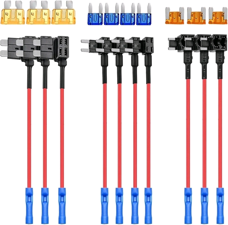 New - 12V Car Add-a-Circuit Fuse Adapter with Standard and Mini TAP Profile TAP Blade Fuse for Cars Trucks Boats, 10 Pack Fuse Holder-3 Types