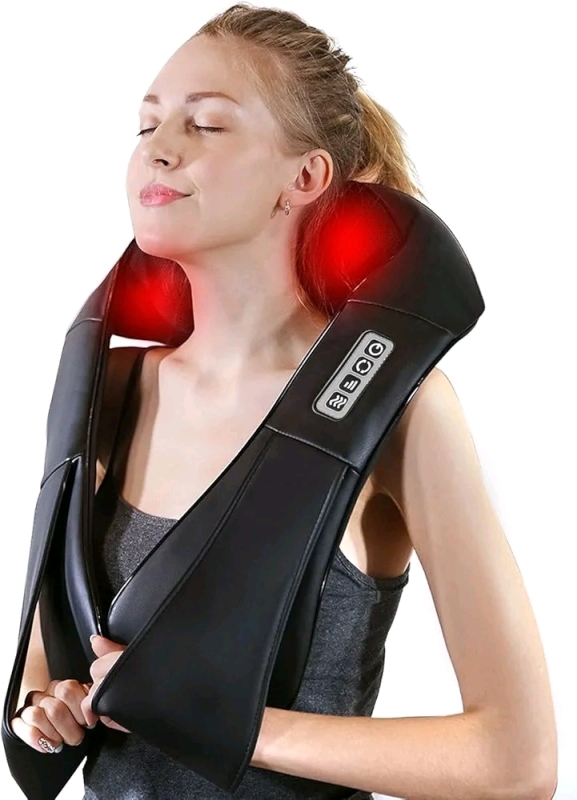 New AERLANG Shiatsu Neck and Shoulder Massager, Back Massager with Heat Deeper Tissue 4D Kneading Massage Pillow (NOT Cordless)