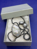 925 Sterling Silver Clasp Fresh Water Pearl Rhinestone Necklace - 5