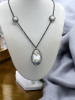 925 Sterling Silver Clasp Fresh Water Pearl Rhinestone Necklace - 6