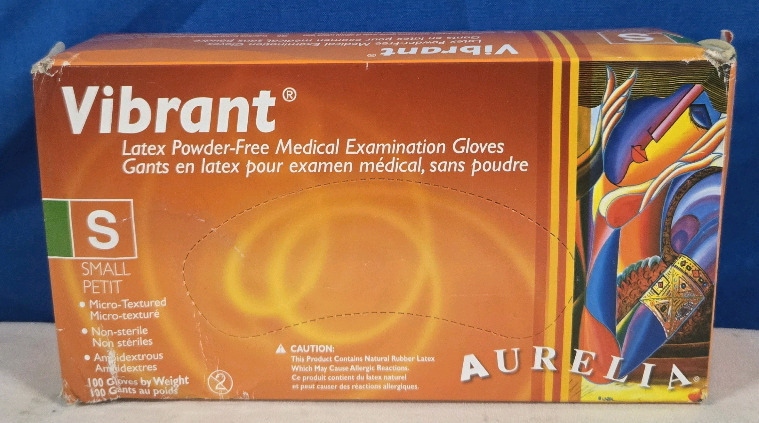 New | Vibrant Latex Powder Free Medical Exam Gloves Size Small