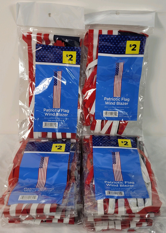 New - 13-Packs USA Patriotic Flag Wind Blazers , each flag measures 4 3/4"×25"