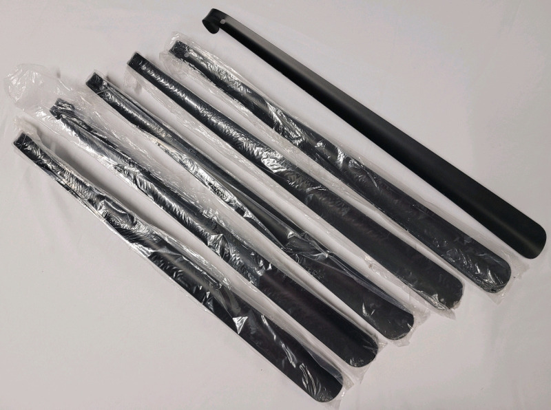 New - Six (6) Black Metal Shoe Horns , Measures 23 1/4" Long