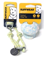 New RUFFWEAR Toadstool Dog Toy Treat Dispenser (Blue Prism) & Knot-a-Collar 14-20" (Moss Green)