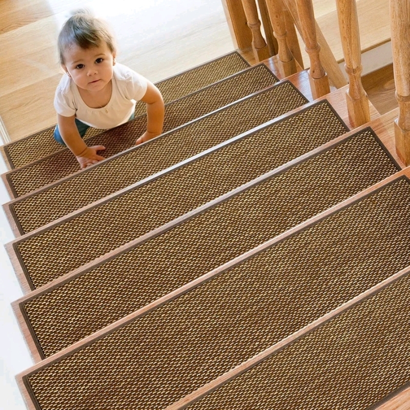 New - SMILOOL 15pcs. Non-Slip Stair Treads for Wooden Steps Carpet Stairs Runners , Each Measures 8" x 30" , Brown