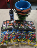 New | Halloween Themed Party Lot! | Includes Napkins, Water Balloons, Halloween Candy Buckets & Water Bottle