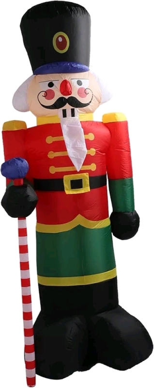 Like New 8ft Tall Christmas Light Up Nut Cracker Inflatable