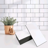 New StyloVue 100 Pieces Peel and Stick Backsplash for Kitchen, 3" x 6" PVC Subway Tile 2024 Upgraded Glossy White with Dark Gray Grout Retails for $60