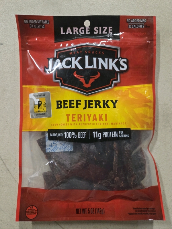 New | Jack Links Large Size 5 Oz Teriyaki Beef Jerky